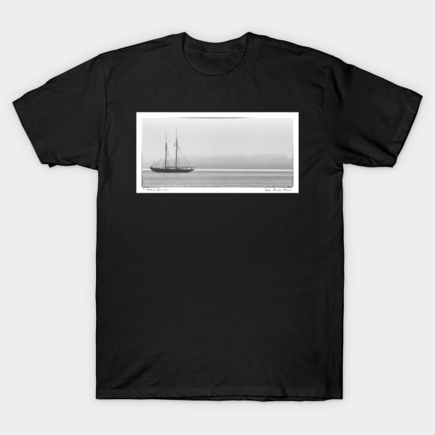 Foggy Morning Schooner T-Shirt by BeanME